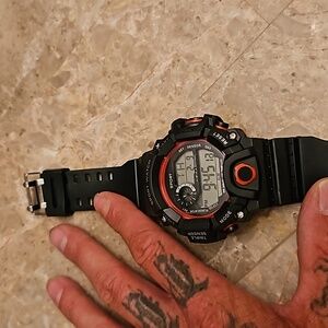 Mens black and red sports watch